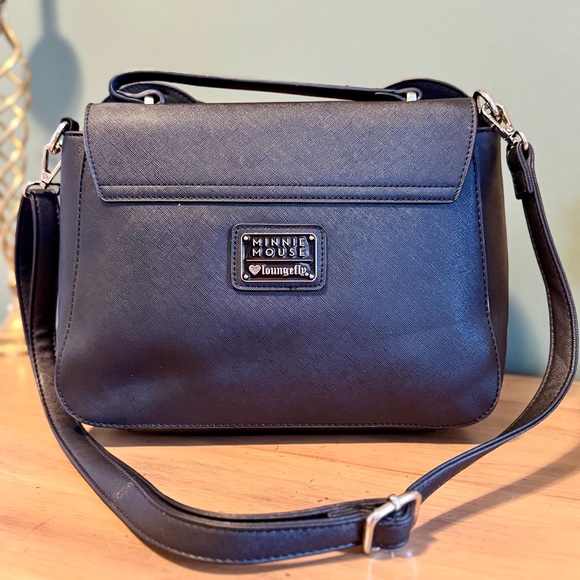 Loungefly Minnie Mouse Crossbody Purse Black Red Bow Ears Disney Bag Exclusive - Picture 3 of 10